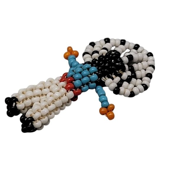 Native American Sead Bead Pendant Charm Handmade Indian Chief Vintage - Picture 5 of 6